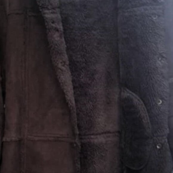 Roxy Brown Suede Coat with a Sherpa Lining Made in Korea - Picture 3 of 5